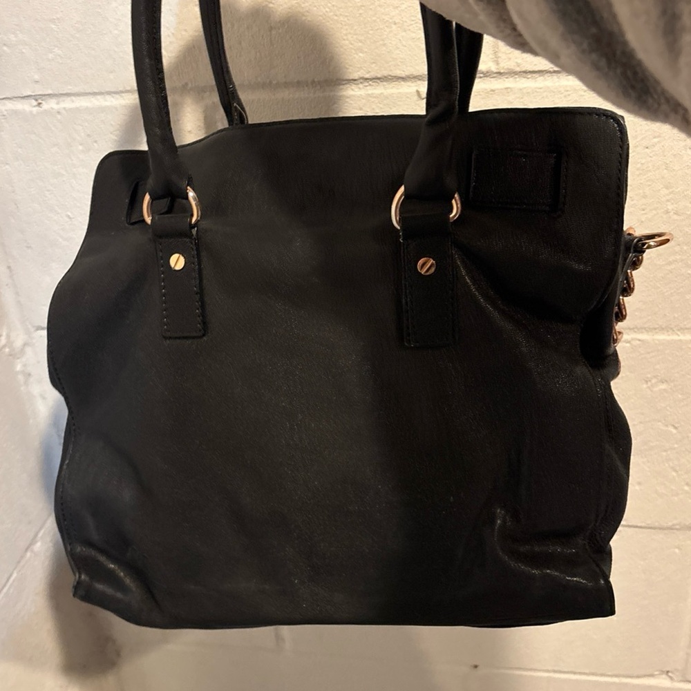 Authentic Michael Kors Hamilton Satchel Black Leather Gold Hardware - Picture 10 of 12